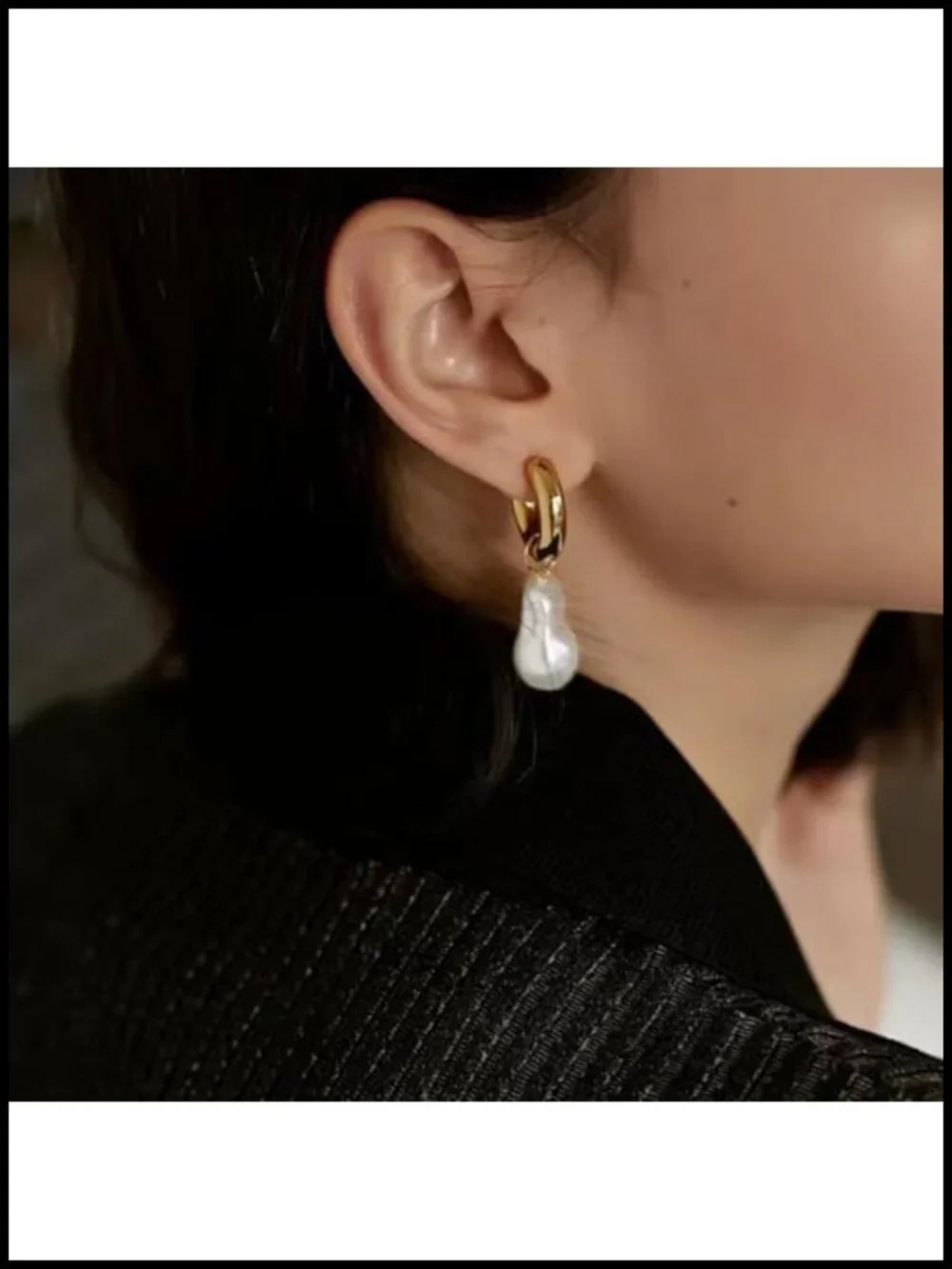 14K Gold Plated Pearl Drop Dangle Earrings Huggie Hoop Hypoallergenic Women
